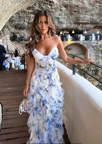 ISABELLA™ – Romantic Floral Ruffle Maxi Dress