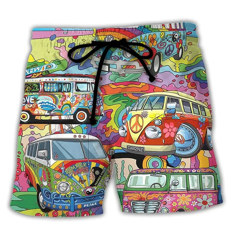 Short de bain homme à motifs avec ceinture ajustable