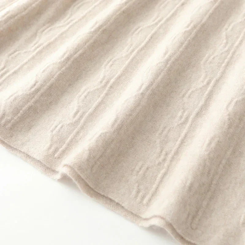 Jupe midi trapèze en laine mérinos – Tricot doux, chaud et élégant