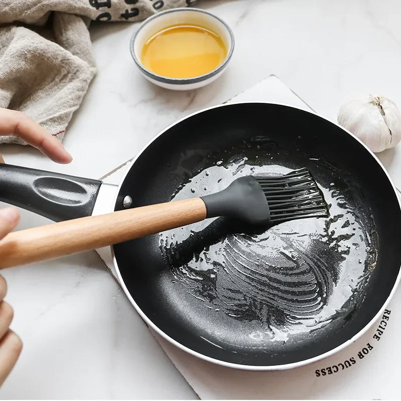 ChefEase – 12-Piece Silicone Kitchen Utensil Set with Wooden Handles