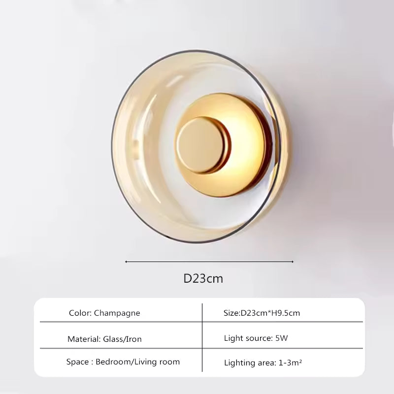 Luxora Nordic LED Glass Wall Sconce, Modern Minimalist Light for Bedroom
