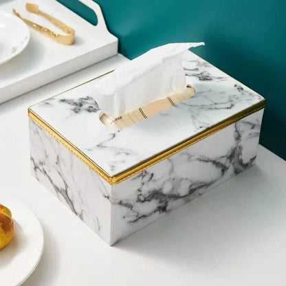 PraktLåda® by JesseVance Sweden: Designer Leather Marble Grain Tissue Box