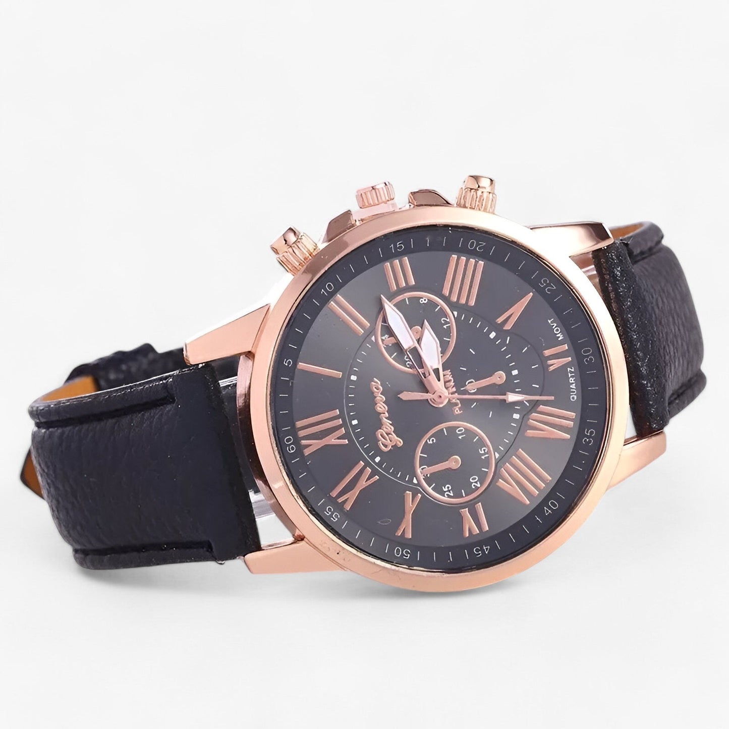 Elegante Damenuhr mit echtem Lederarmband