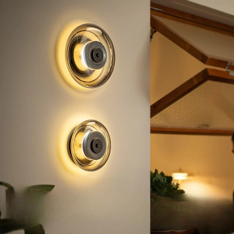 LuxRoyale Nordic Simple Round Gold-Toned Wall Light Circular LED Sconce