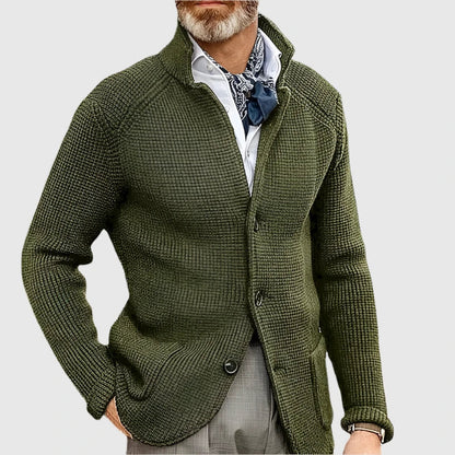 Zavian | Retro militair vest voor heren met opstaande kraag – gebreide trui, casual jasje, vintage stijl