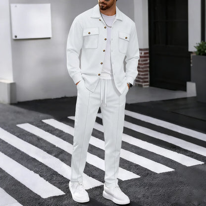Alltime Rible Solid Button Pocket Two Piece Set