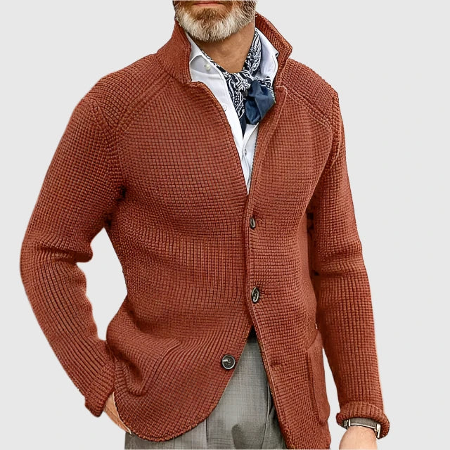 Zavian | Retro militair vest voor heren met opstaande kraag – gebreide trui, casual jasje, vintage stijl
