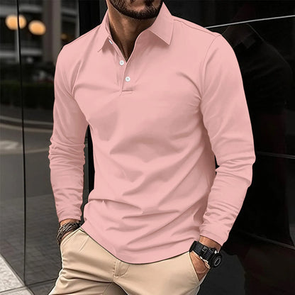 Havrik | Casual Slim Fit Langærmet Polo til Mænd i Åndbar, Elastisk Kvalitet | Herrepolo