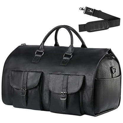 Leather Foldable Duffle Bag Suit Travel Bag Waterproof  Extra Large Weekend Bag Portable  Flight Bag with Shoe for Men Women