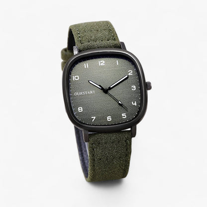watches : Horloge Dames Groen - Vintage Firkanthøj - Elegante met Leren Band in van Pantino