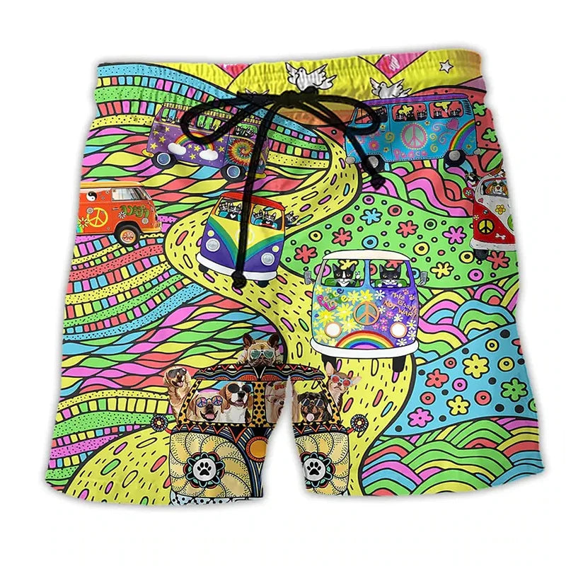 Short de bain homme à motifs avec ceinture ajustable