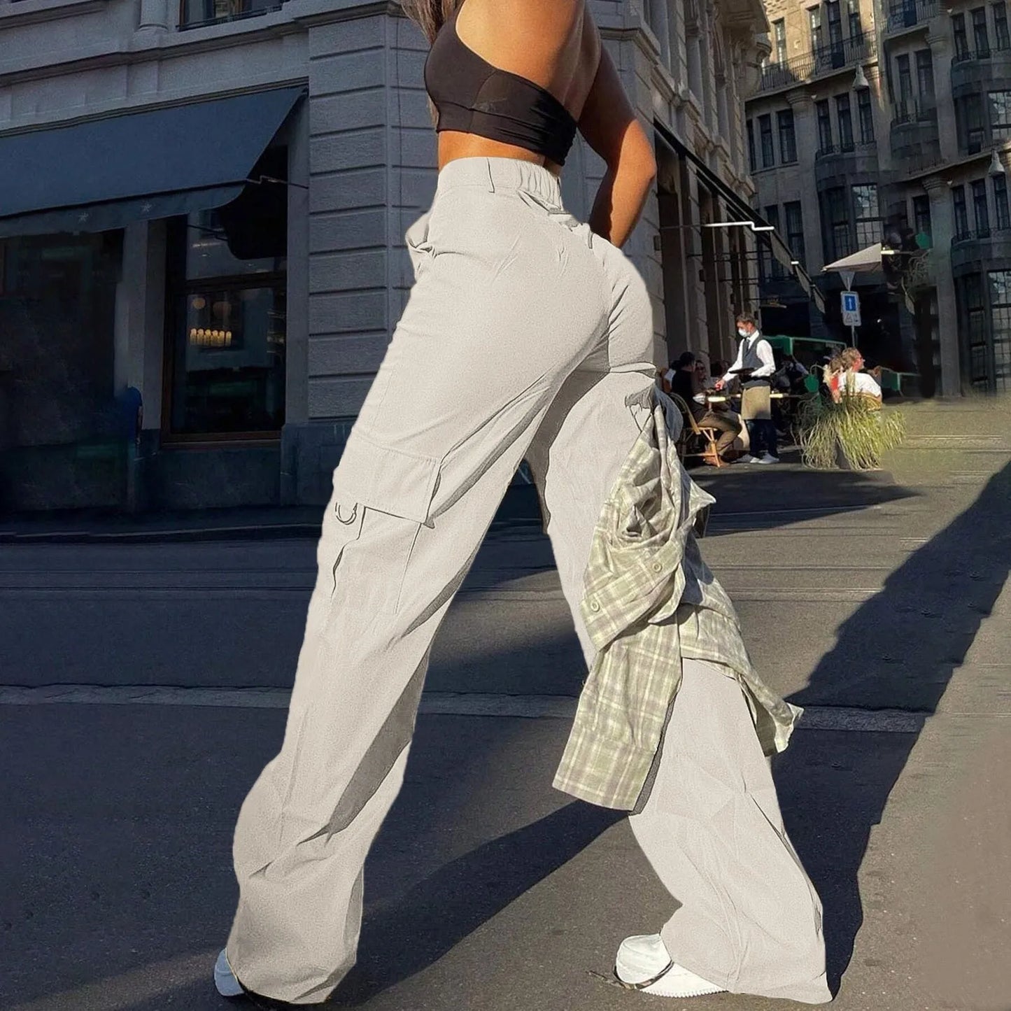 Torvella | Damskie Spodnie Cargo z Wysokim Stanem Casual