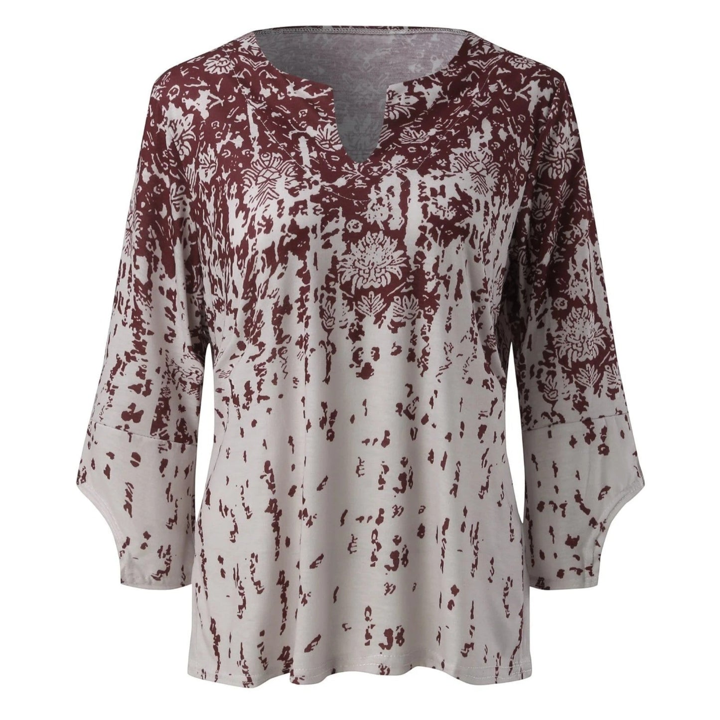 Top Stampato Con Scollo A V Per Donna | Maniche Lunghe