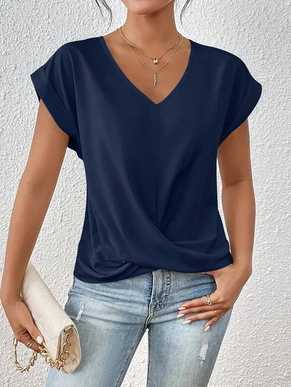 Eliza | V Neck Short Sleeve Blouse