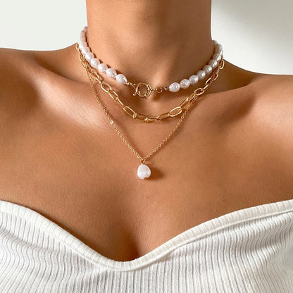 Pearl Heart OT Buckle  Necklace