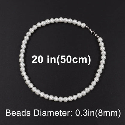 Artificial White Pearl Necklace Elegant Beaded Choker For Men Women