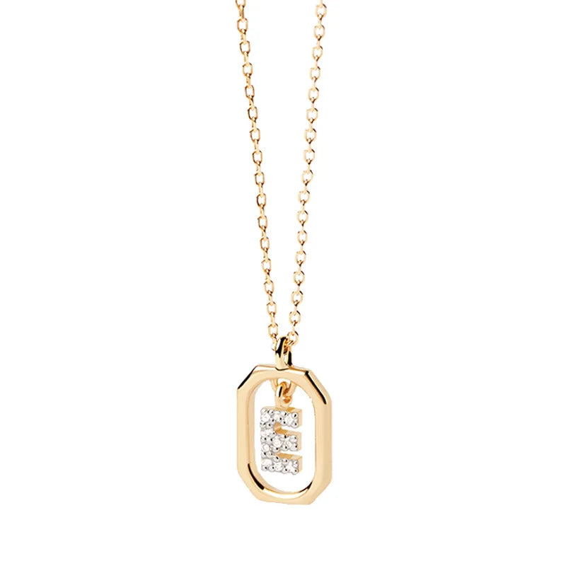 Collana Iniziale Personalizzata con Zirconi | Placcata in Oro – Ciondolo Lettera Alfabeto