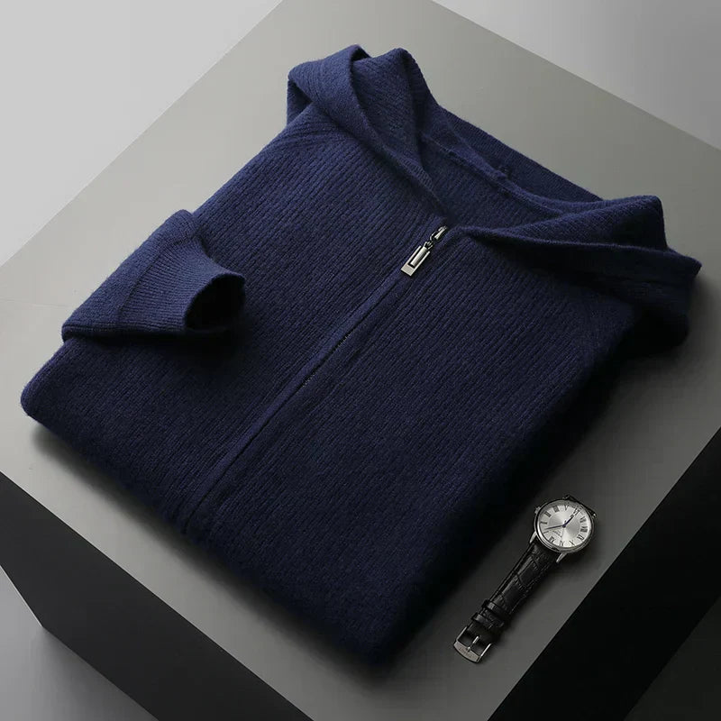 Men’s Casual Knitted Hoodie – Comfortable Zip-Up Sweater for Everyday Streetwear Style