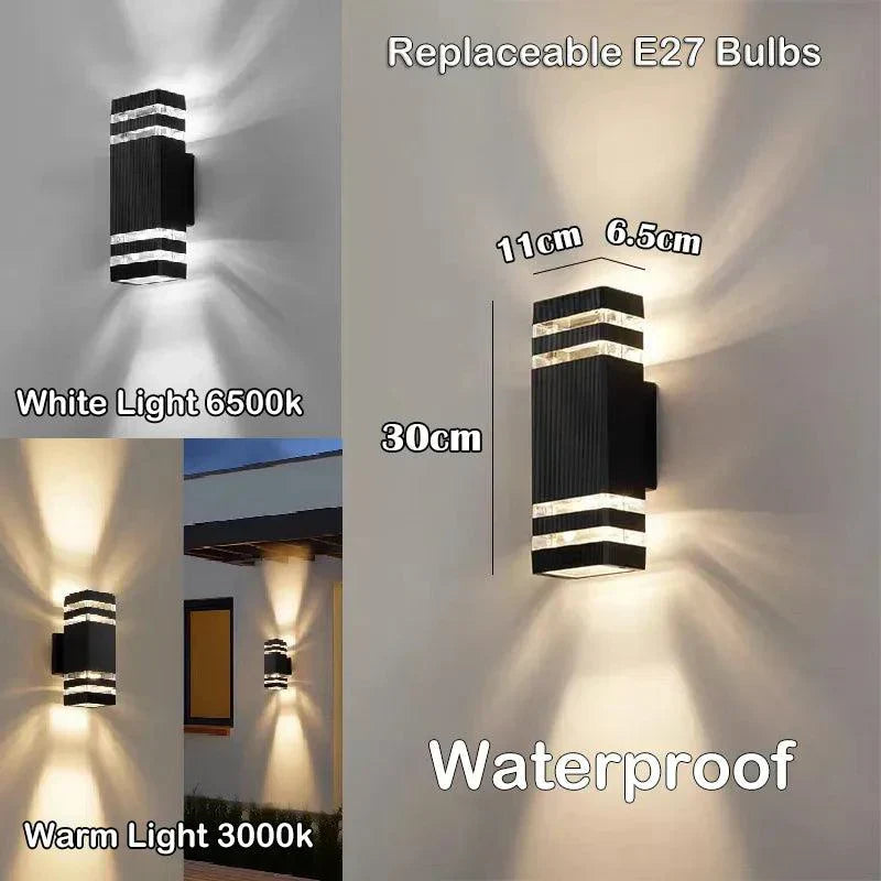 LumiBloc LED Wandlamp Buiten | Up & Down Effect | E27 Fitting | IP65 Waterdicht | Modern Design voor Tuin en Balkon