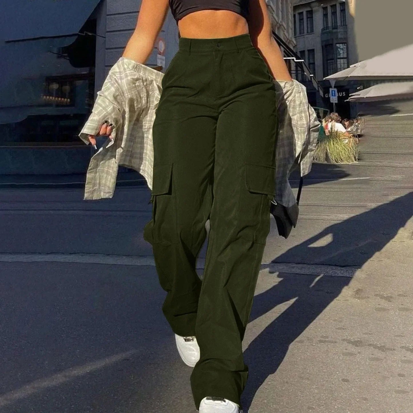 Chantal - High Waisted Pocket Cargo Trousers