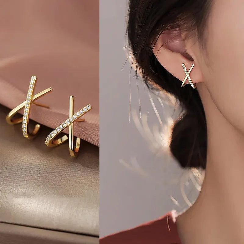 Golden Glamour Pavé Earrings