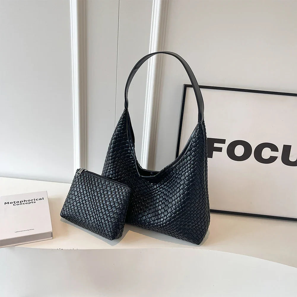 Livia Woven Tote | Vegane Umhängetasche mit Pouch