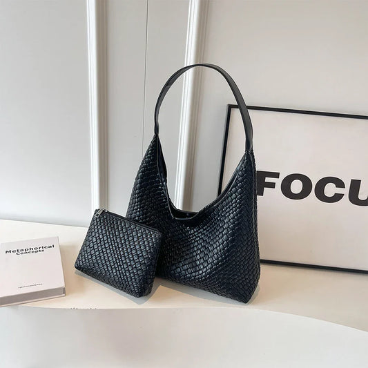 Livia Woven Tote | Vegane Umhängetasche mit Pouch