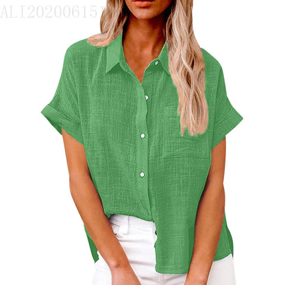 Blouse Løs Casual Sommer Kortærmet | Elvoro