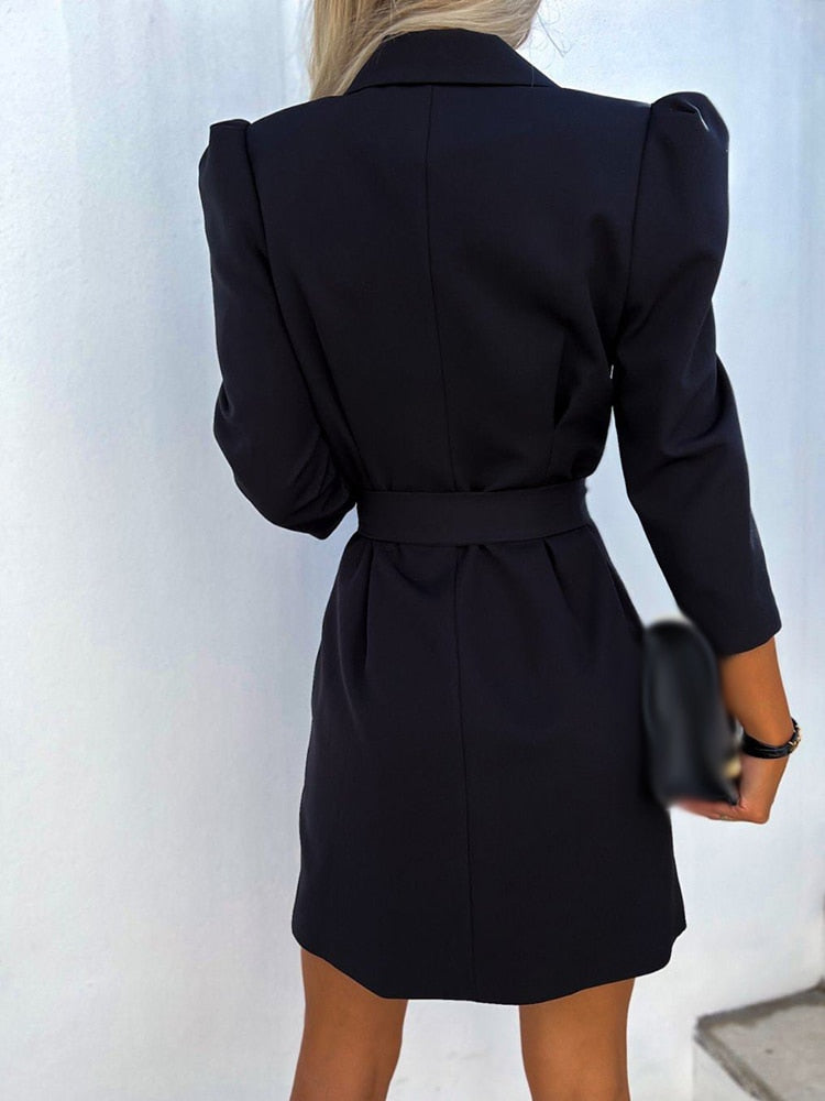 Women’s Blazer Dress Structured Tailored Belted Double Breasted Style