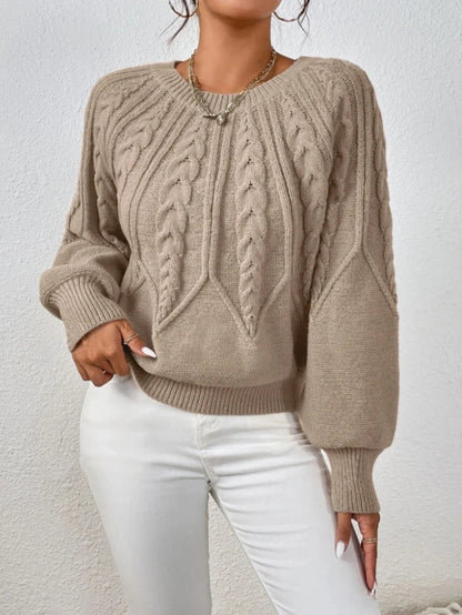 Twist Cozy – Camisola de malha com gola redonda e mangas compridas, quente e versátil 🍁✨