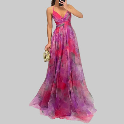 Luna | Pleated Flowing Strap Maxi Dress