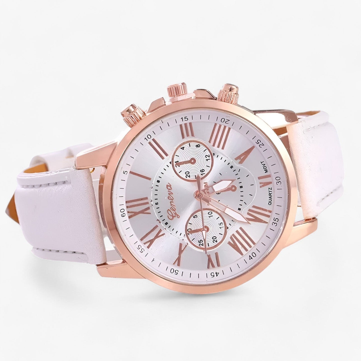 Elegante Damenuhr mit echtem Lederarmband