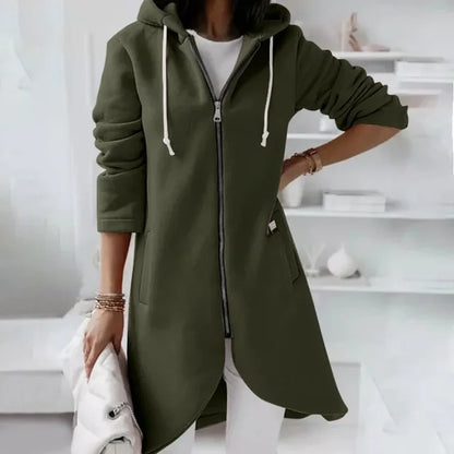 Elsie | Hooded cardigan with curved hem