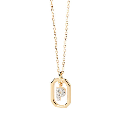 Collana Iniziale Personalizzata con Zirconi | Placcata in Oro – Ciondolo Lettera Alfabeto