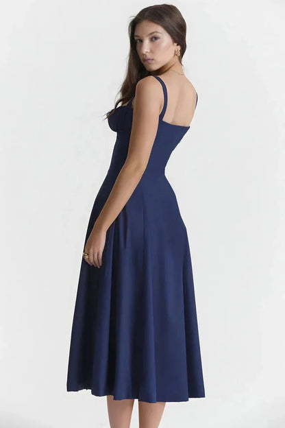 Linsay Blumenkleid – Midi-Kleid mit Korsett & Seitenschlitz