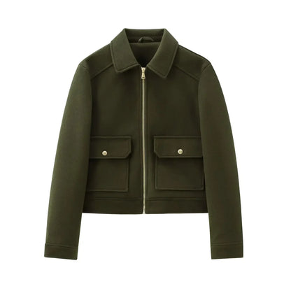 Emily | Women Zippered Wool Bomber jacket