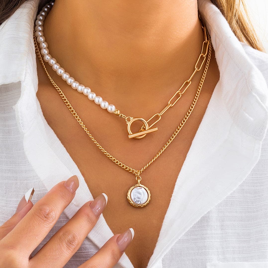 Pearl Heart OT Buckle  Necklace