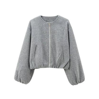 MUJER Red Zipper Bomber Jackets for Women Soft Cropped Jackets Woman 2025 Long Sleeve Woman's Sports Jacket New in Outerwears
