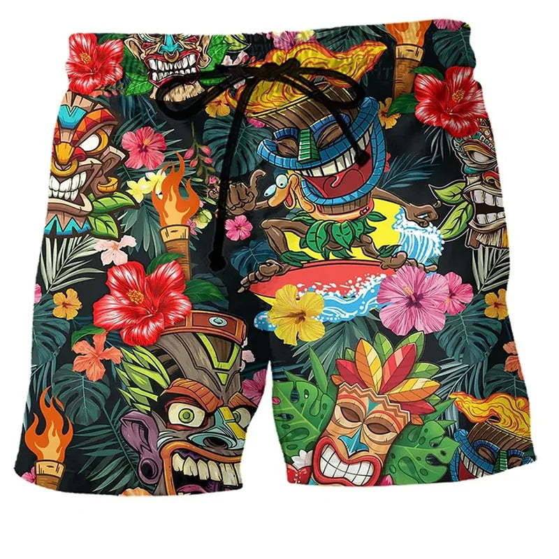 Short de bain homme à motifs avec ceinture ajustable