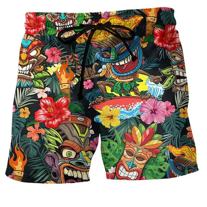 Short de bain homme à motifs avec ceinture ajustable