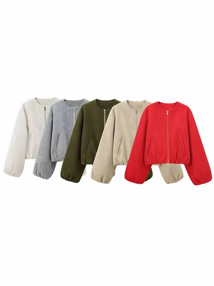 Fioréne | Dames Grijze Bomberjas – Losse Fit & Comfortabel