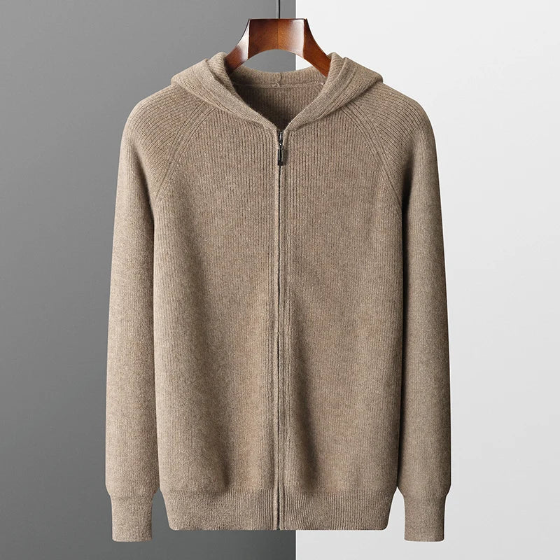 Men’s Casual Knitted Hoodie – Comfortable Zip-Up Sweater for Everyday Streetwear Style