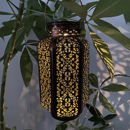 Solar Lantaarn Buiten IJzer Koper Marokkaans Patroon Tuin Terras Balkon IP44 8-10 Uur Zonne-energie Sfeerverlichting | Restfield