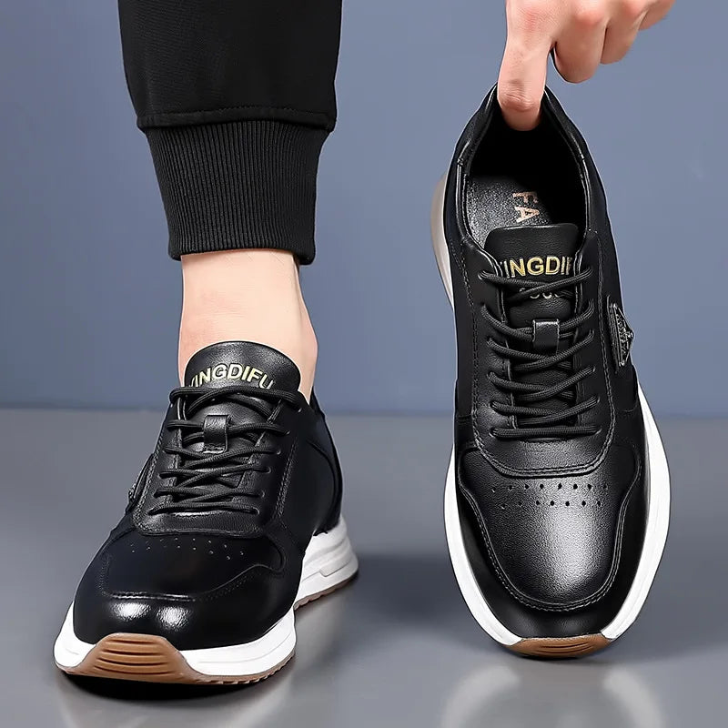 Cavento Sneaker mit Slip-On und Schnürung – Freizeitschuh mit Lederoberfläche und Profilsohle