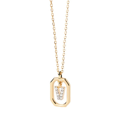 Collana Iniziale Personalizzata con Zirconi | Placcata in Oro – Ciondolo Lettera Alfabeto