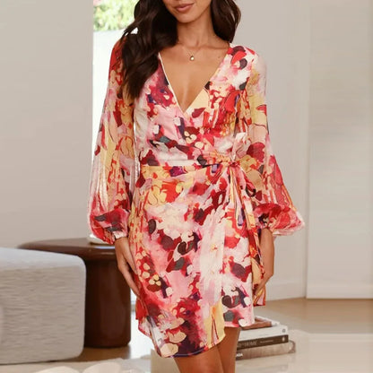 jacky | Floral Wrap Mini Dress Long Sleeve