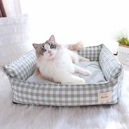 CloudBed Cotton Pet Sofa Bed – Breathable Striped Dog Bed for Small to Medium Pets