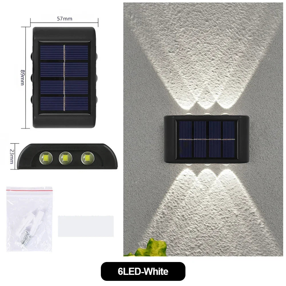 LED Solar Wall Lamp Outdoor Waterproof Up and Down Luminous Lighting Garden Decoration Solar Lights Stairs Fence Sunlight Lamp