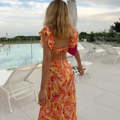 Demelza - Printed Ruffle Feminine Summer Dress