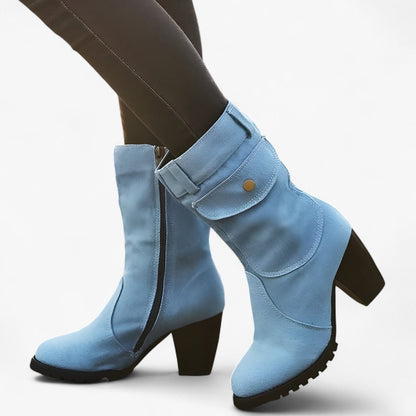 Cowboystiefel aus Denim mit hohem Absatz